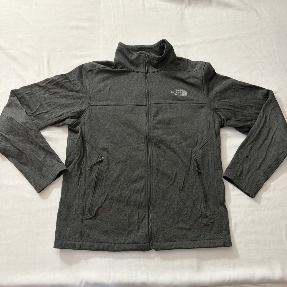 The North Face Windwall Jacket Gray Full Zip Softshell Coat Mens Sz Medium Fit